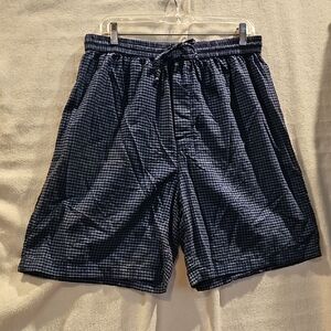 Nautica Men's L Sleep Shorts Blue And Black Plaid Sleepwear Vintage